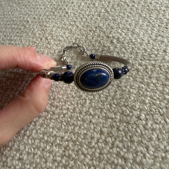 Lapis Lazuli Silver-Tone Bracelet - Picture 2 of 5